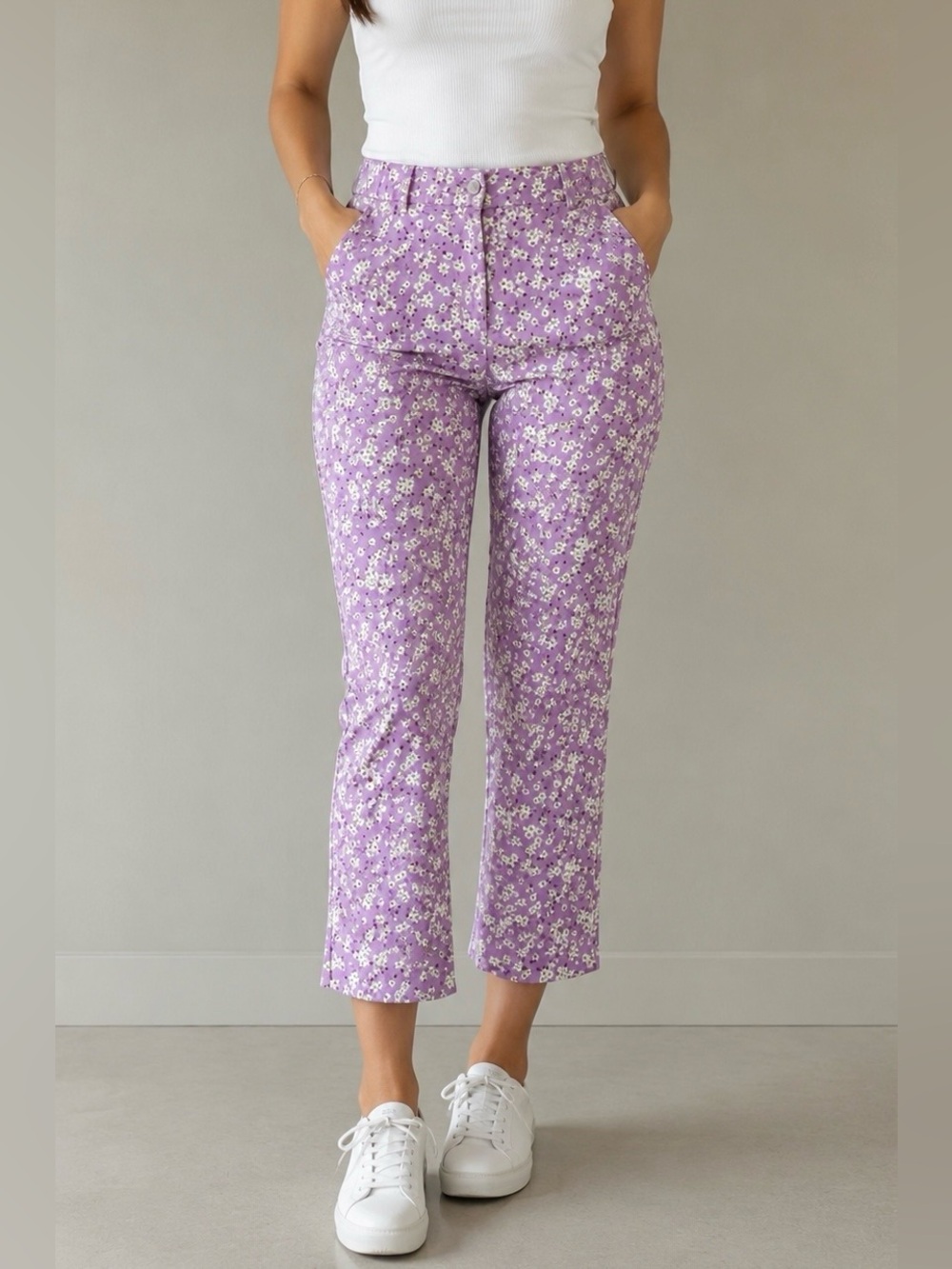 ZARA daisy print Hight waist Cotton 
Women Pants NWOT
